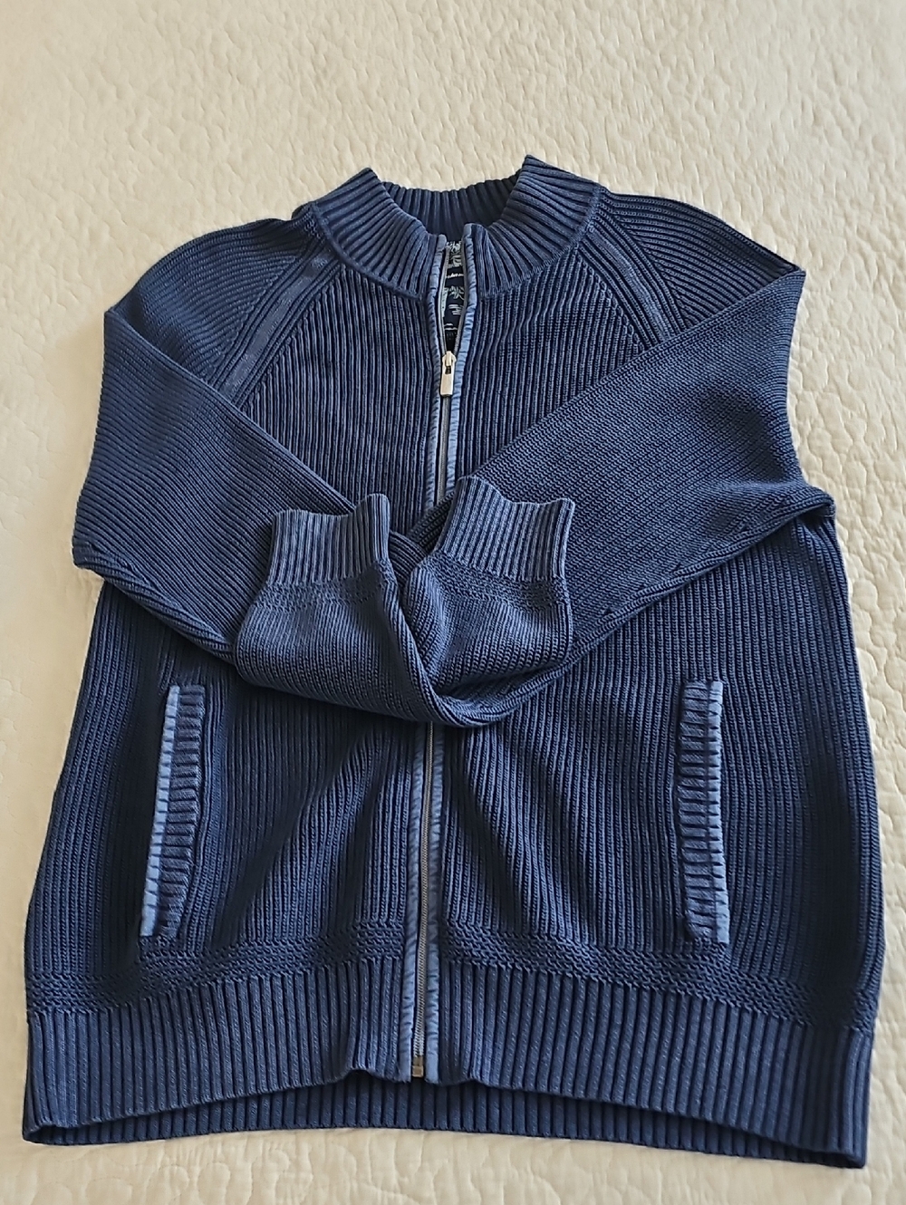 Tommy Bahama Men's Large Full Zip Ribbed Knit Sweater Jacket EUC - Picture 10 of 14